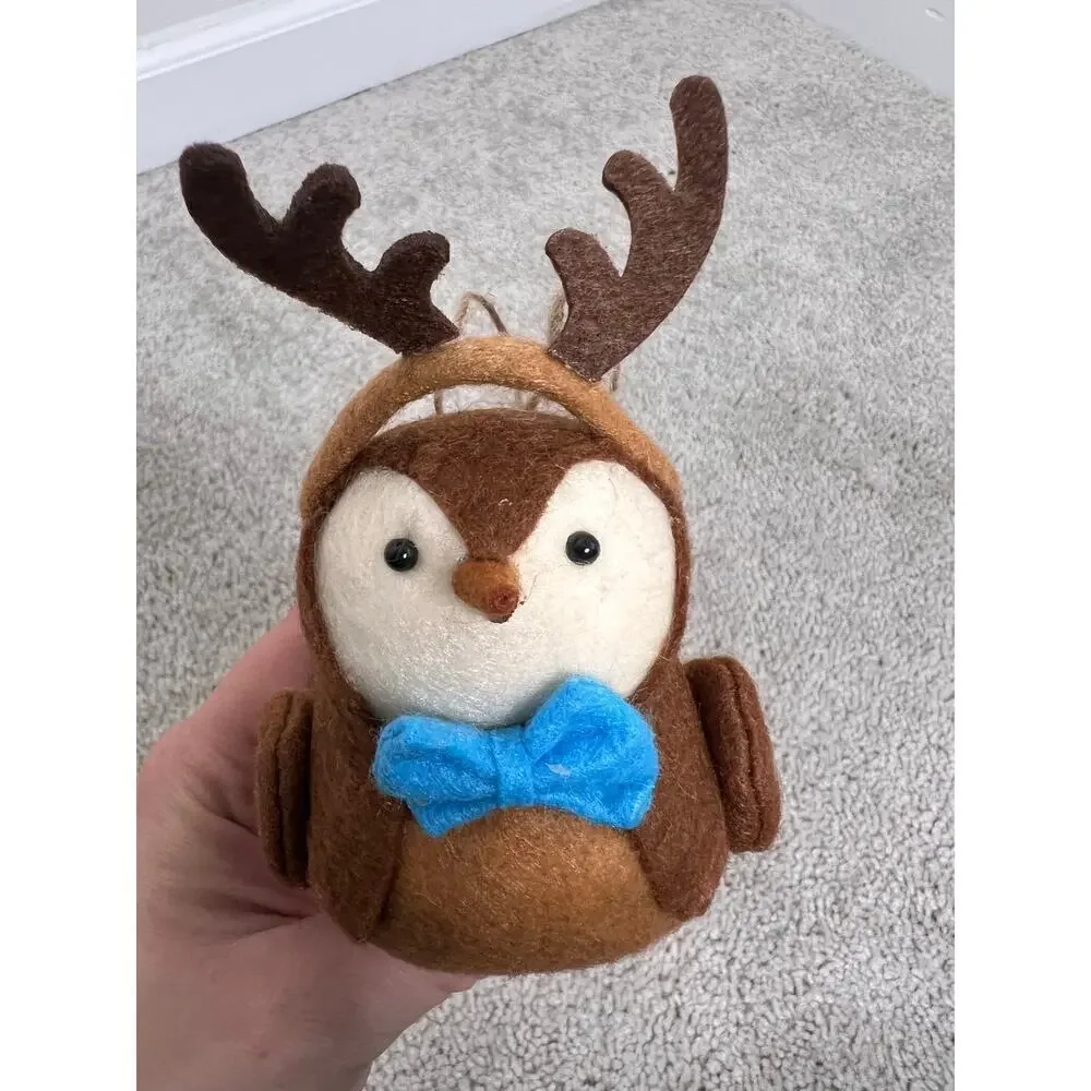 Target Bird Bucky Featherly Friends Reindeer Antlers Blue Bow Christmas Ornament